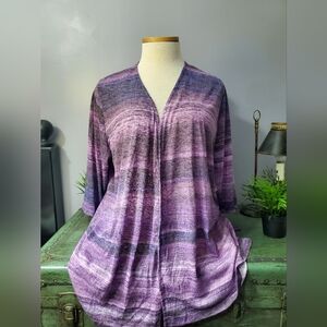 Catherine's 3/4 Sleeve Striped Lightweight Cardigan